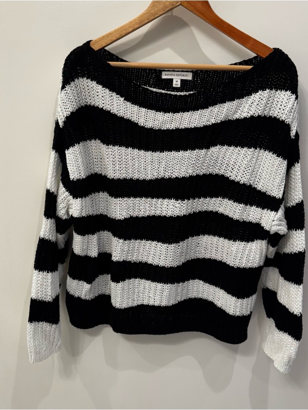 BANANA REPUBLIC Black & White Striped Women's Sweater
